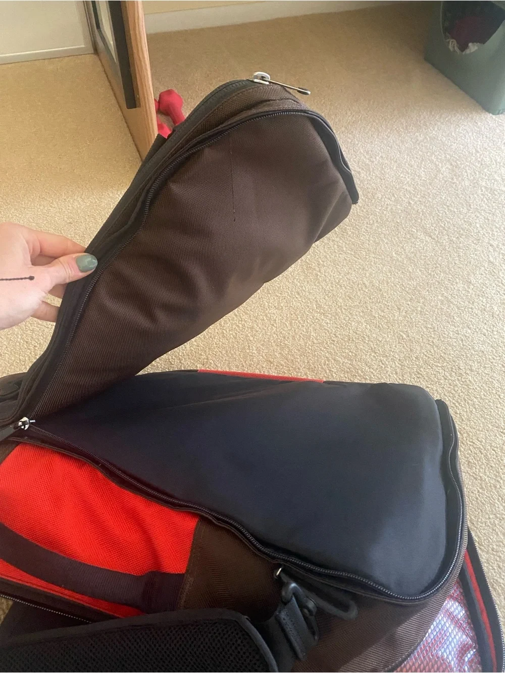 Timbuk2 Two-Tone Red and Brown Laptop Messenger Carry-On